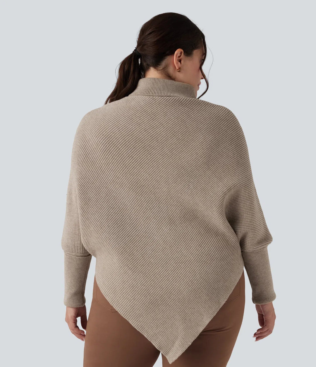 High Neck Long Sleeve Asymmetric Hem Work Plus Size Jumper
