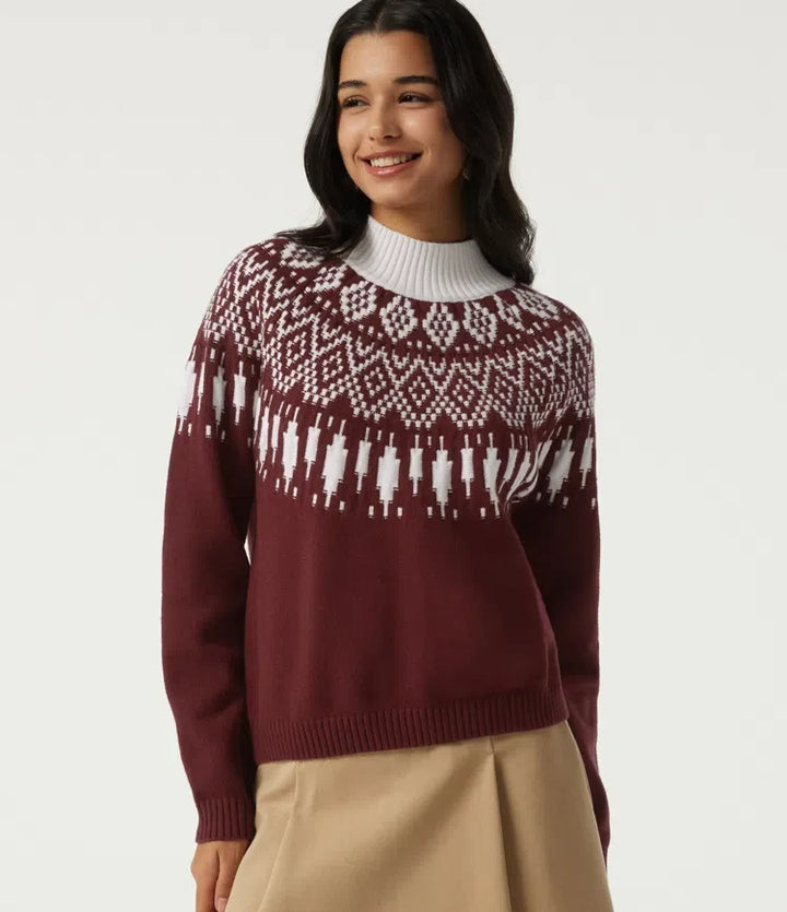 High Neck Long Sleeve Casual Jumper