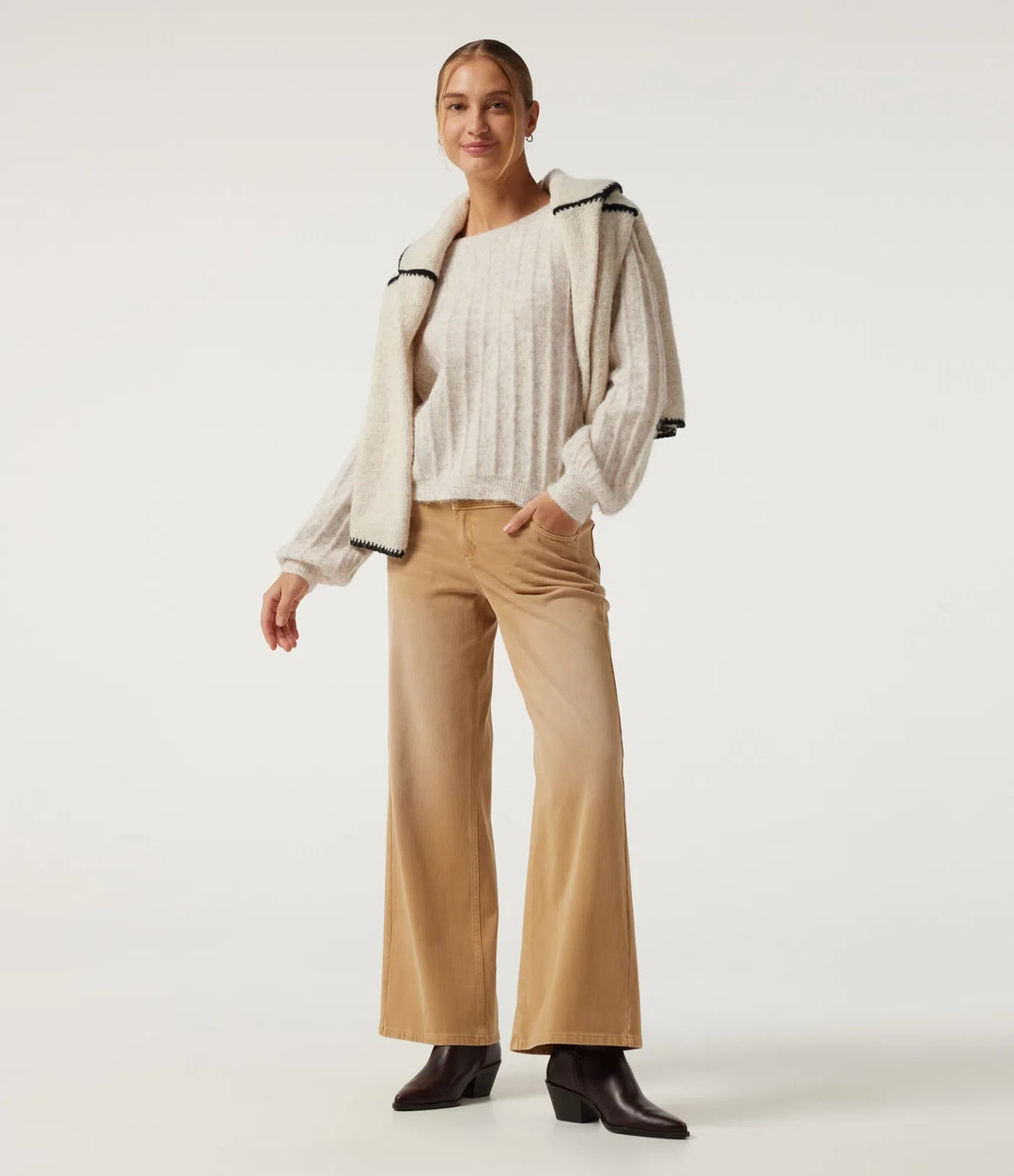 Boat Neck Long Sleeve Casual Jumper