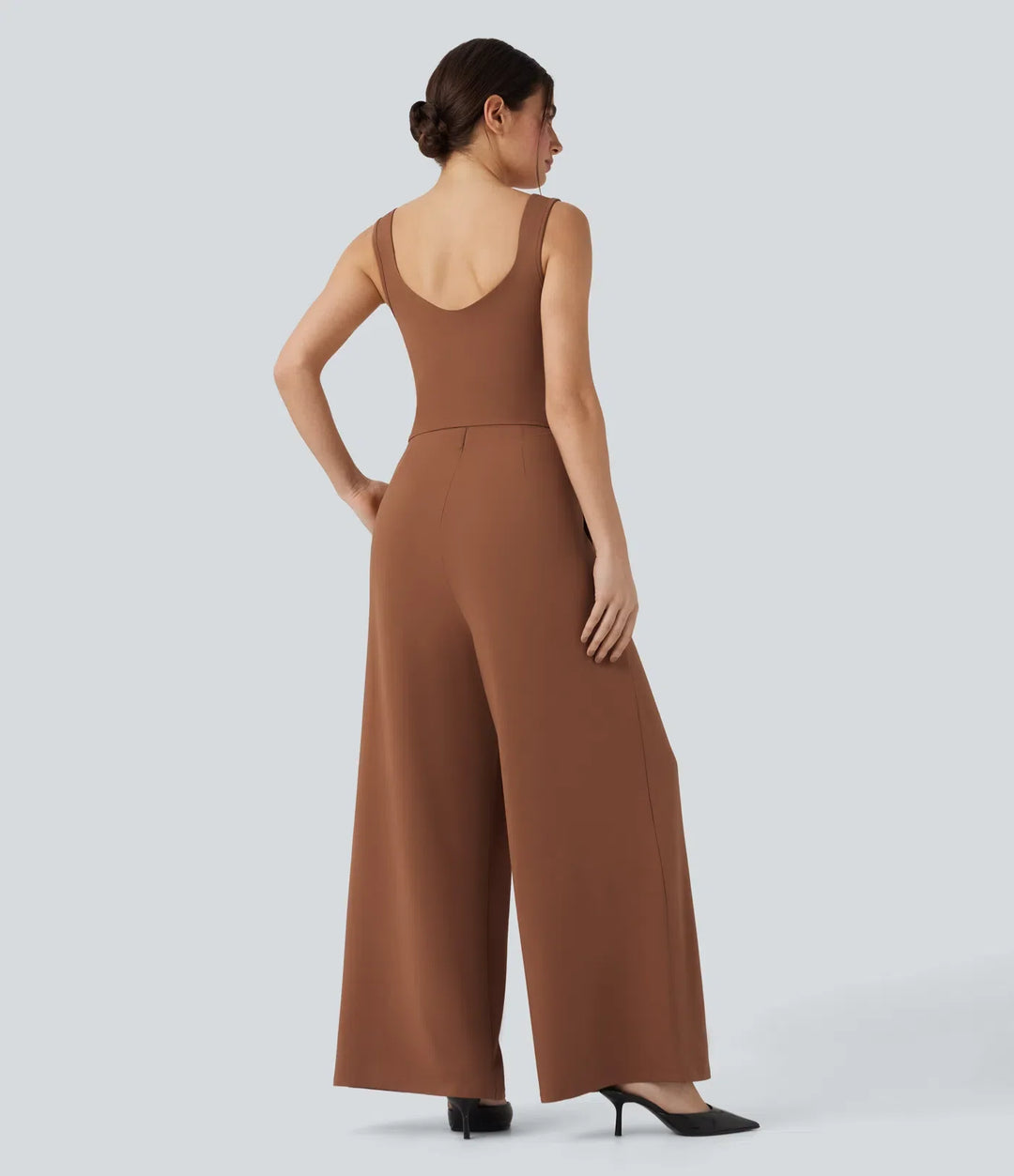 U Back Sleeveless Casual Jumpsuit with Pockets-Easy Peezy Edition