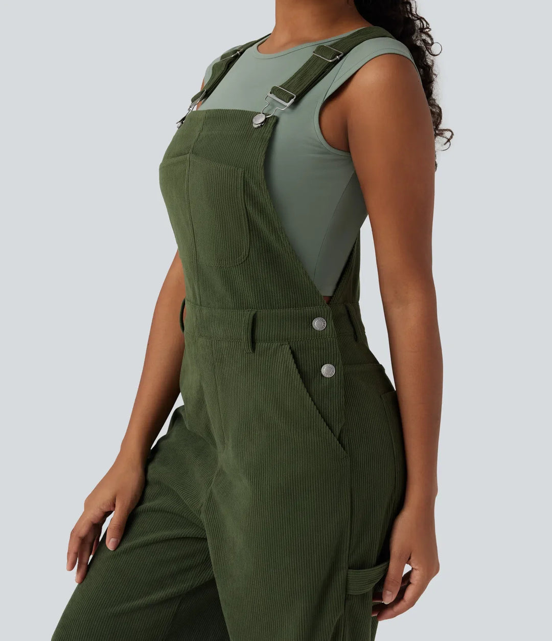 Corduroy Straight Leg Casual Overalls with Pockets