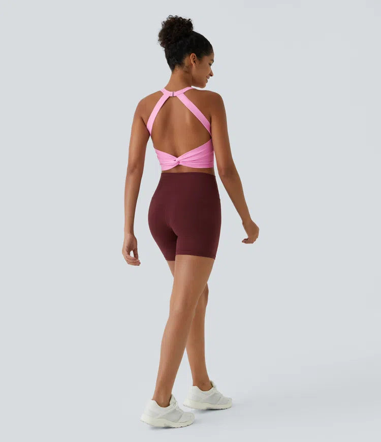 SoftlyZero Plush Cut Out Cropped Yoga Tank Vest Top