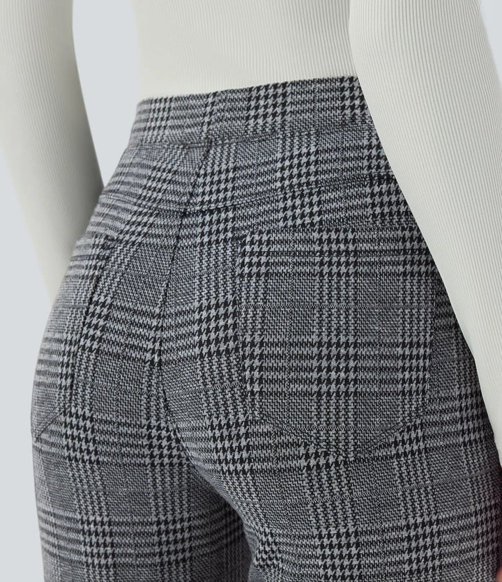 Halara Flex High Waisted Pocket Houndstooth Plaid Skinny Work Trousers