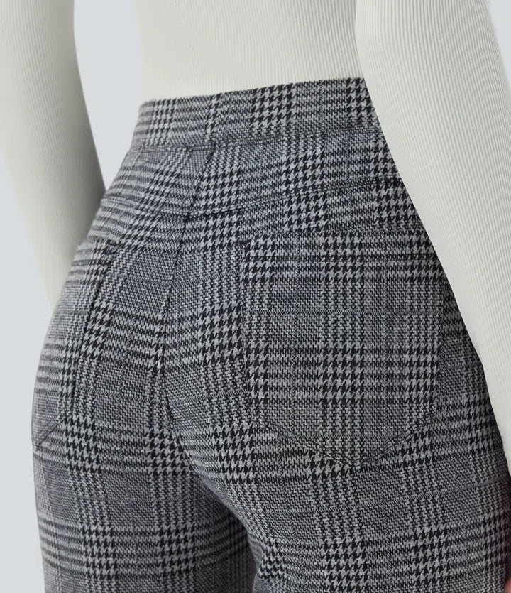Halara Flex High Waisted Pocket Houndstooth Plaid Skinny Work Trousers
