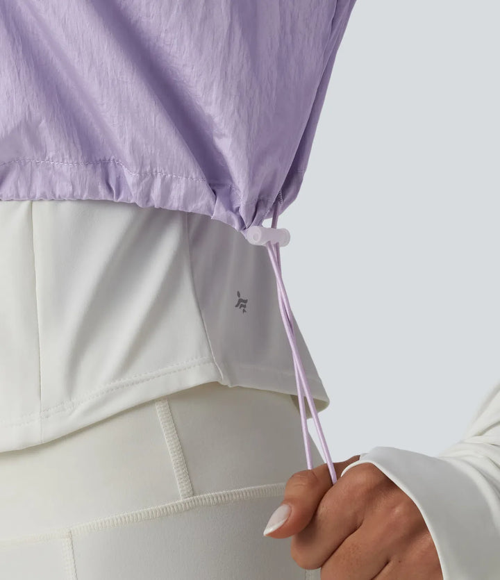 Durable Water Repellent Hooded Thumb Holes Curved Hem Running 3-in-1 Jacket with Pockets