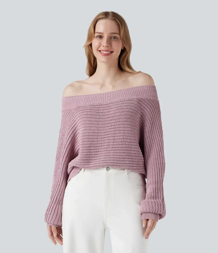 Off Shoulder Long Sleeve Casual Jumper