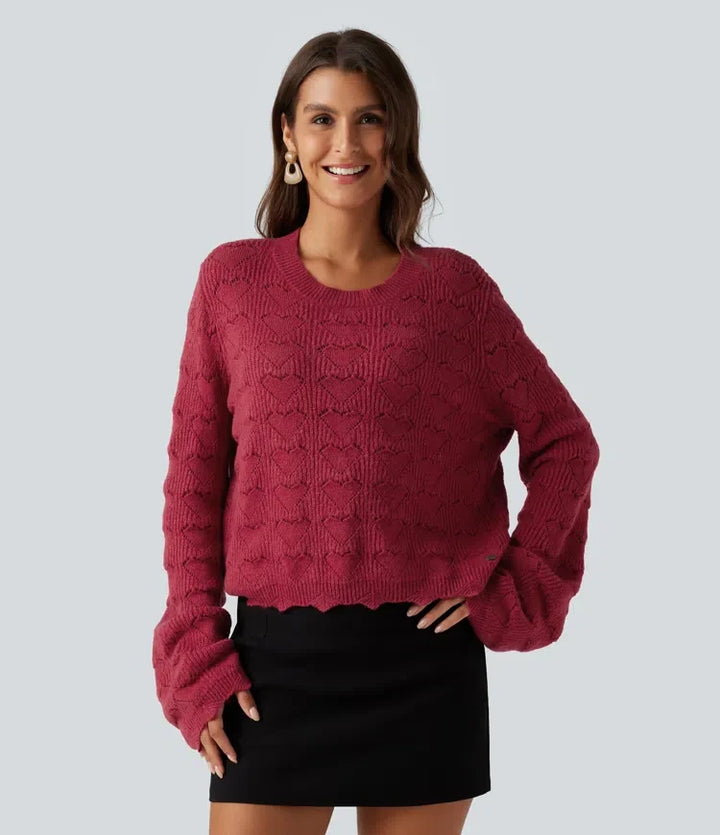 Round Neck Dropped Shoulder Long Sleeve Casual Jumper
