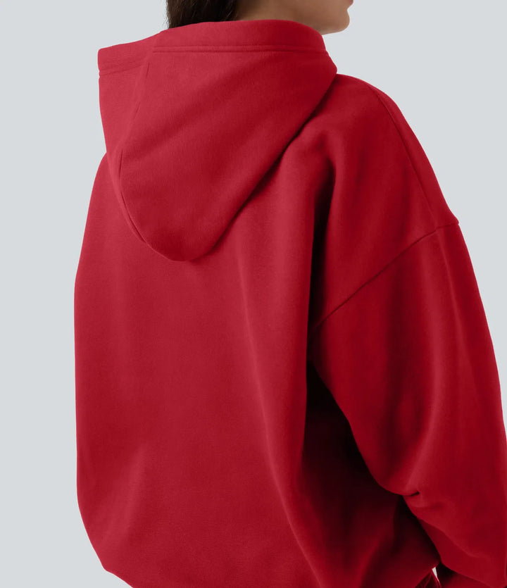 Hooded Long Sleeve Fleece Casual Cotton Sweatshirt with Pockets