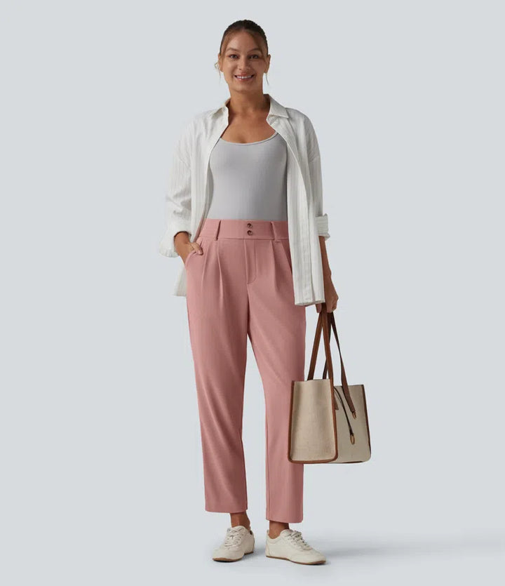 Halara Flex High Waisted Tapered Waffle Work Trousers with Pockets