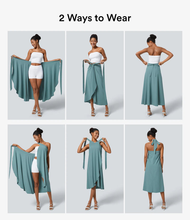 Breezeful High Waisted Wrapped Tie Back Quick Dry Skirt