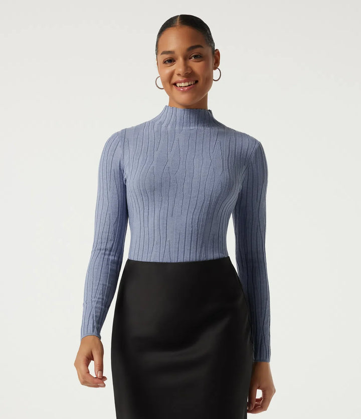 Mock Neck Long Sleeve Work Jumper