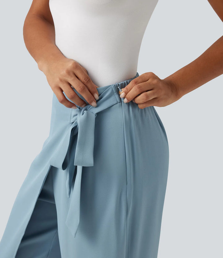 Halara Flex High Waisted Tie Side Wide Leg Work Trousers