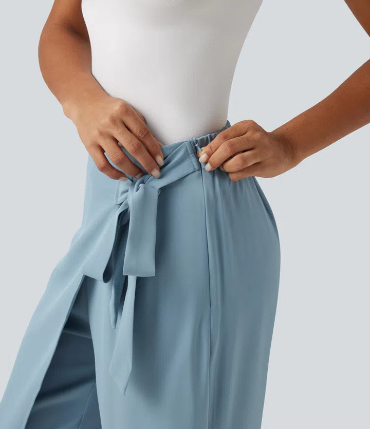 Halara Flex High Waisted Tie Side Wide Leg Work Trousers