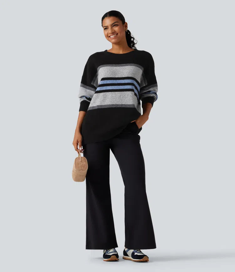 Round Neck Long Sleeve Striped Casual Jumper