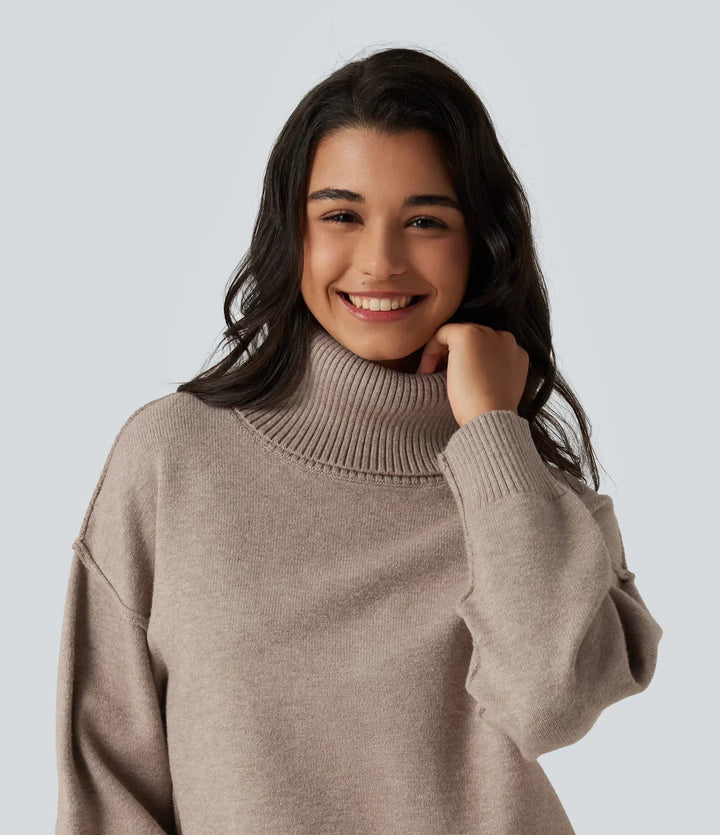 High Neck Long Sleeve Casual Jumper