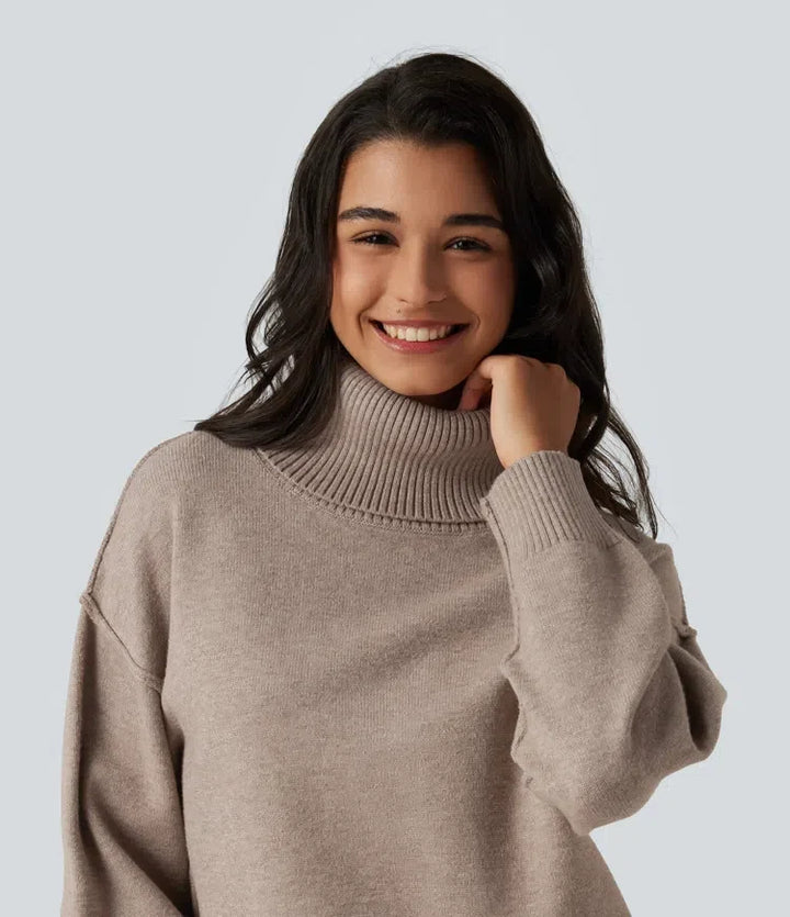 High Neck Long Sleeve Casual Jumper