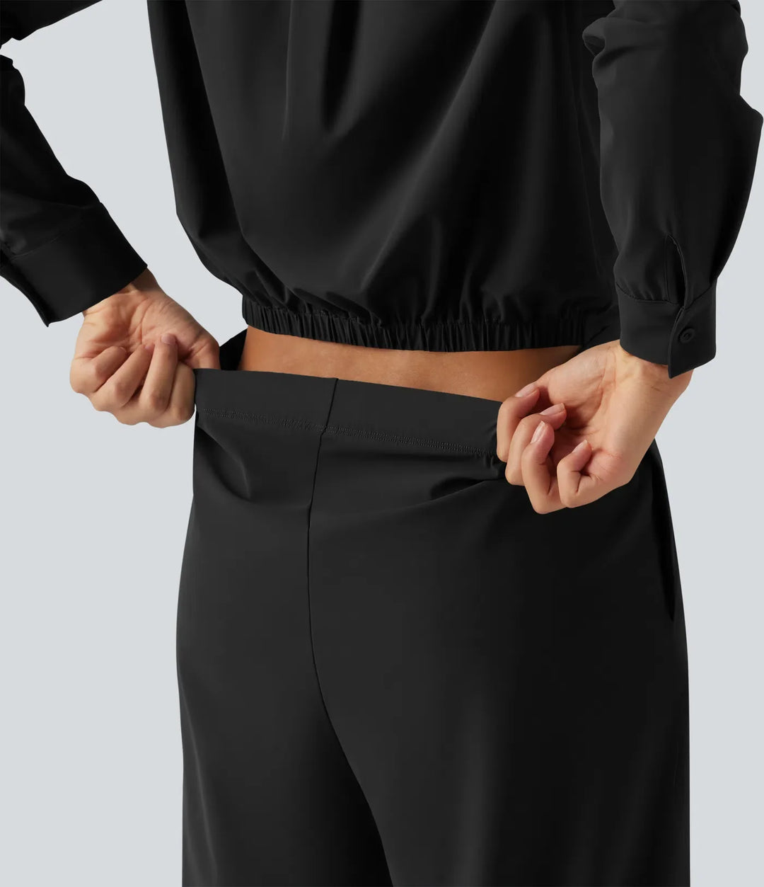 Long Sleeve Straight Leg Work Shirt Jumpsuit with Pockets-Easy Peezy Edition