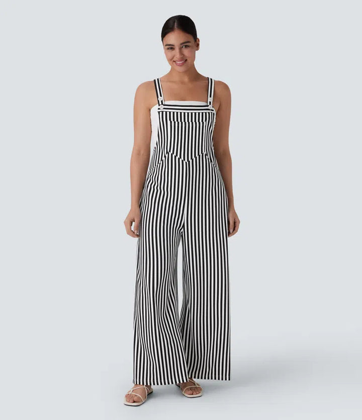 Pockets Stripe Waffle Dungarees