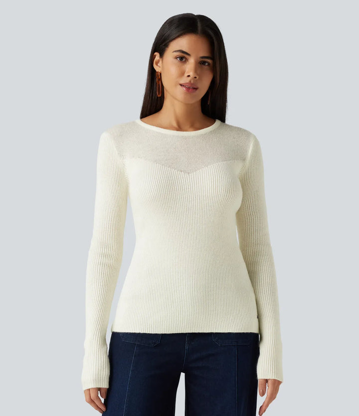 Round Neck Long Sleeve 2-in-1 Slim Casual Jumper