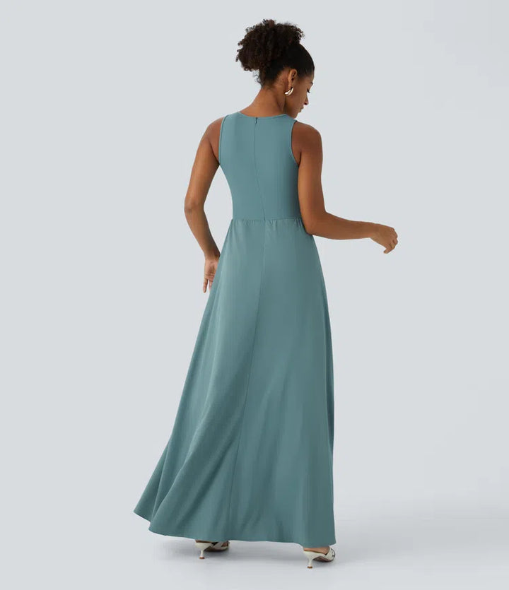 Breezeful Zipper Sleeveless Pocket Contrast Quick Dry Jumpsuit
