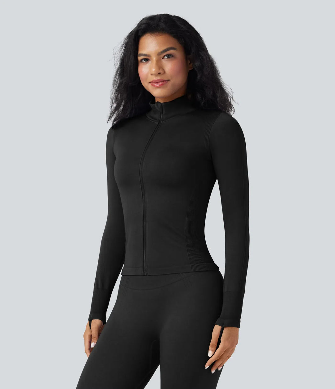 OneForm Seamless Flow Stand Collar Long Sleeve Thumb Hole Yoga Jacket