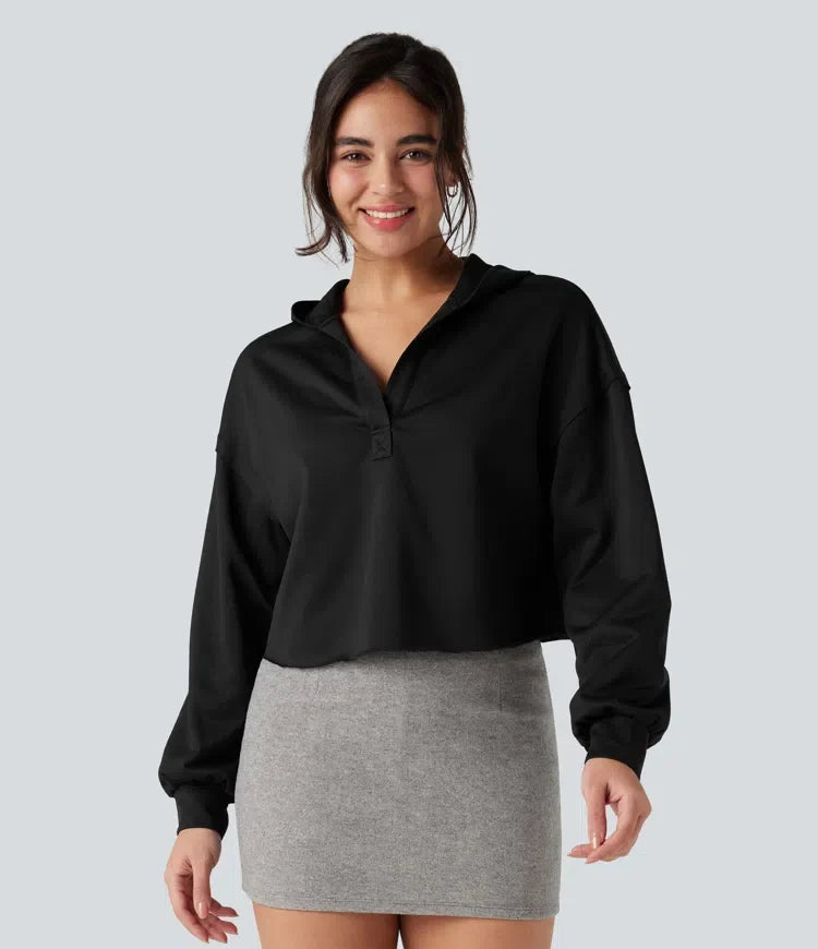 Hooded Long Sleeve Relaxed Casual Sweatshirt