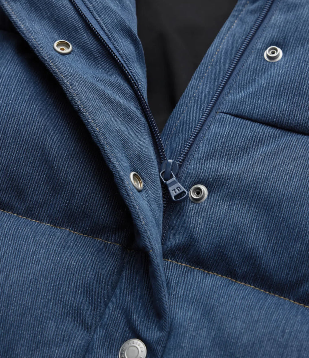 Halara Flex Denim Stand Collar Casual Puffer Vest with Pockets