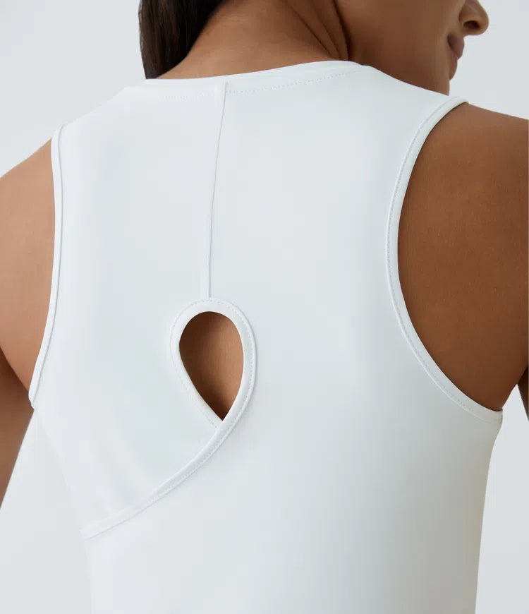 Cut Out Crossover Hem Solid Yoga Tank Vest Top