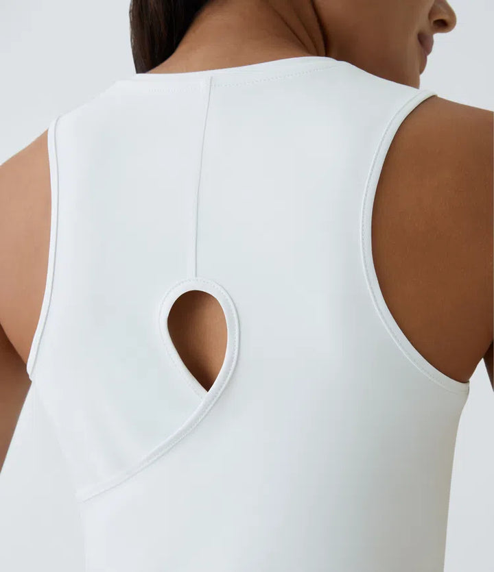 Cut Out Crossover Hem Solid Yoga Tank Vest Top