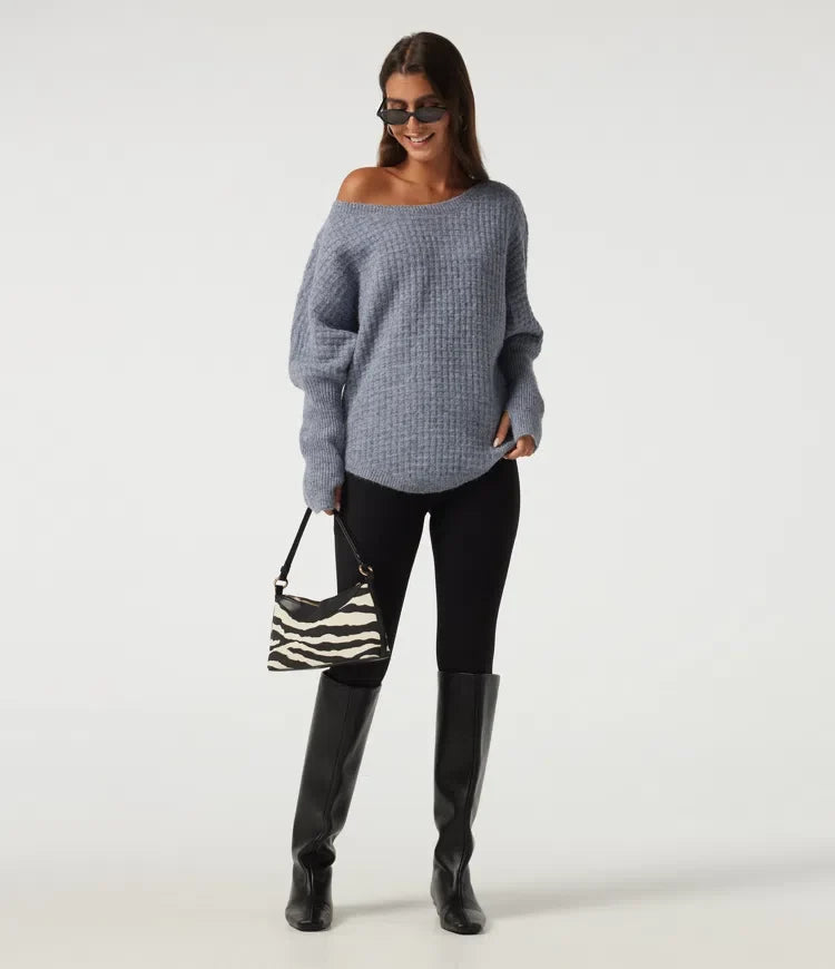 Long Sleeve Curved Hem Casual Jumper with Thumbholes