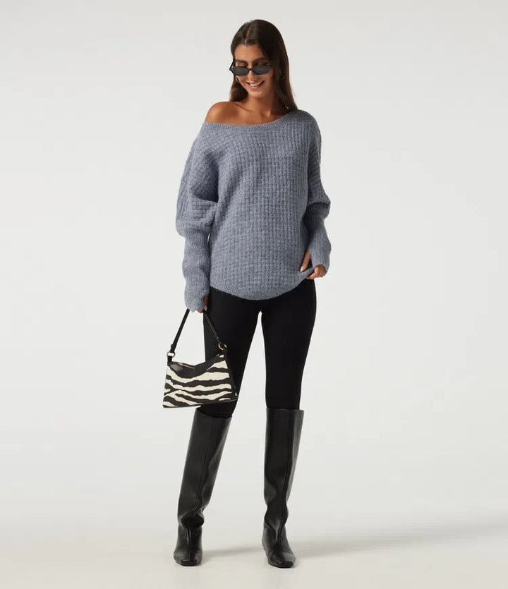 Long Sleeve Curved Hem Casual Jumper with Thumbholes