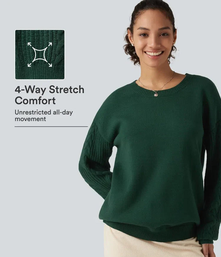 Round Neck Long Sleeve Relaxed Work Jumper