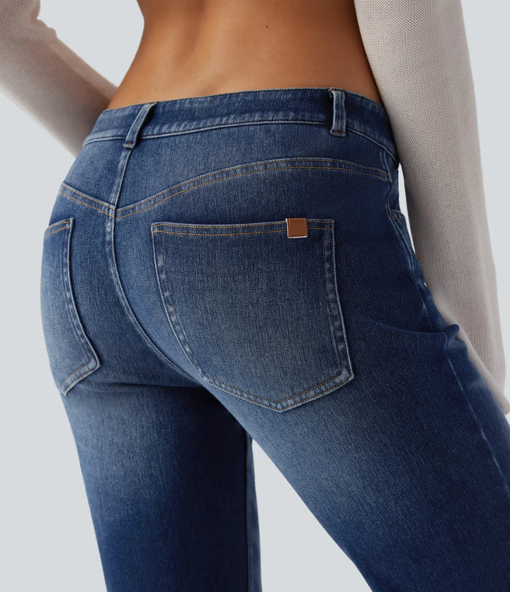 Halara Flex Low Rise Flared Washed Casual Jeans with Pockets