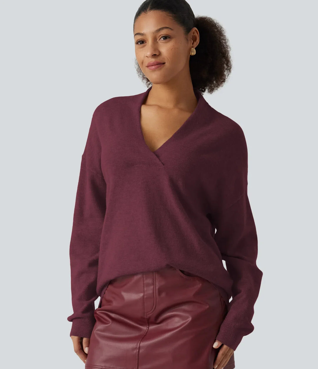 V Neck Long Sleeve Work Jumper