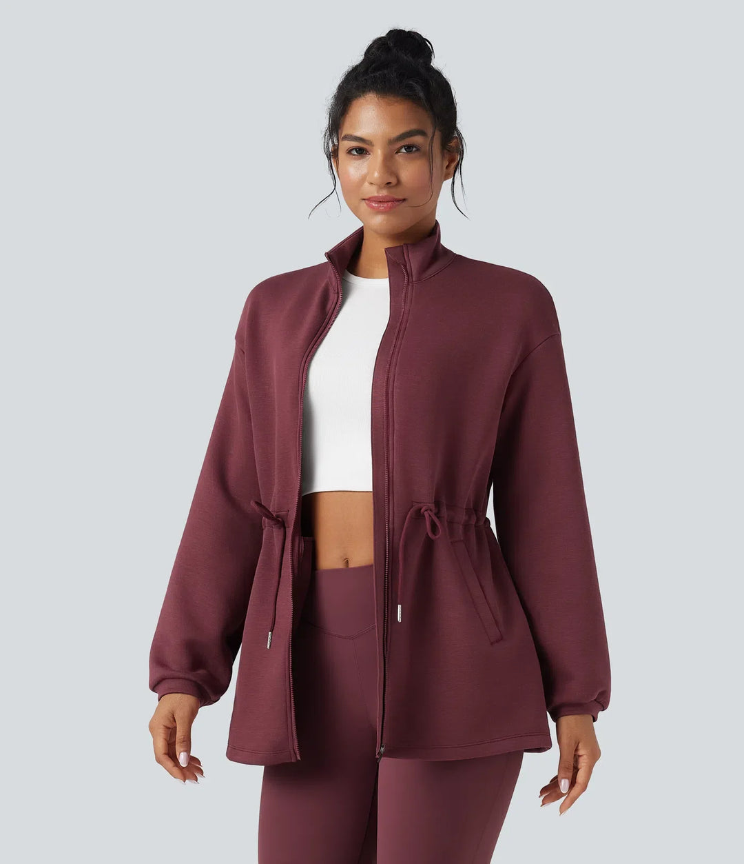 SpacerTek Turtleneck Long Sleeve Drawstring Casual Jacket with Pockets