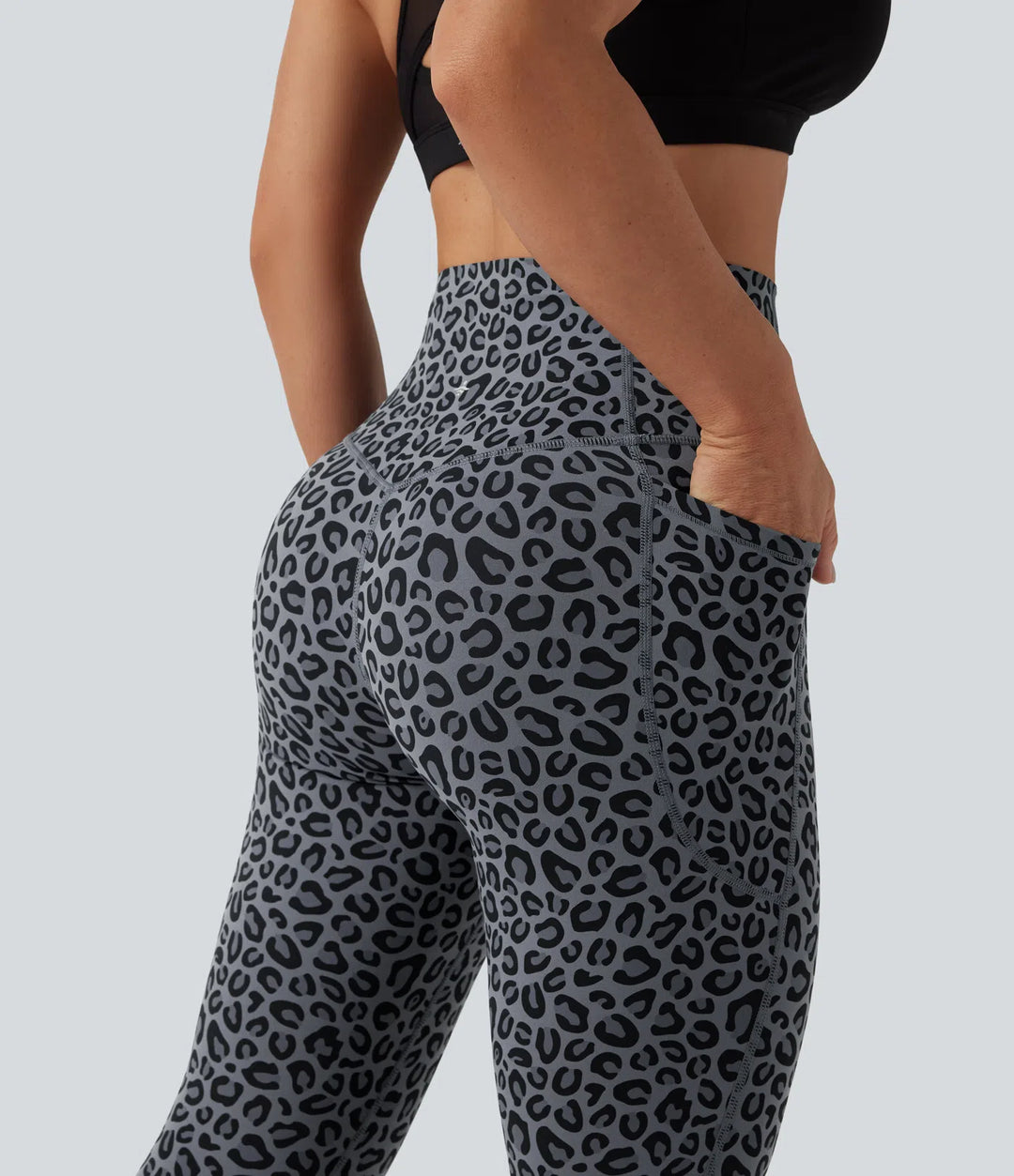 Halara UltraSculpt Leopard Print High Waisted Tummy Control Yoga Leggings with Pockets