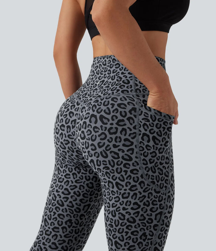 Halara UltraSculpt Leopard Print High Waisted Tummy Control Yoga Leggings with Pockets
