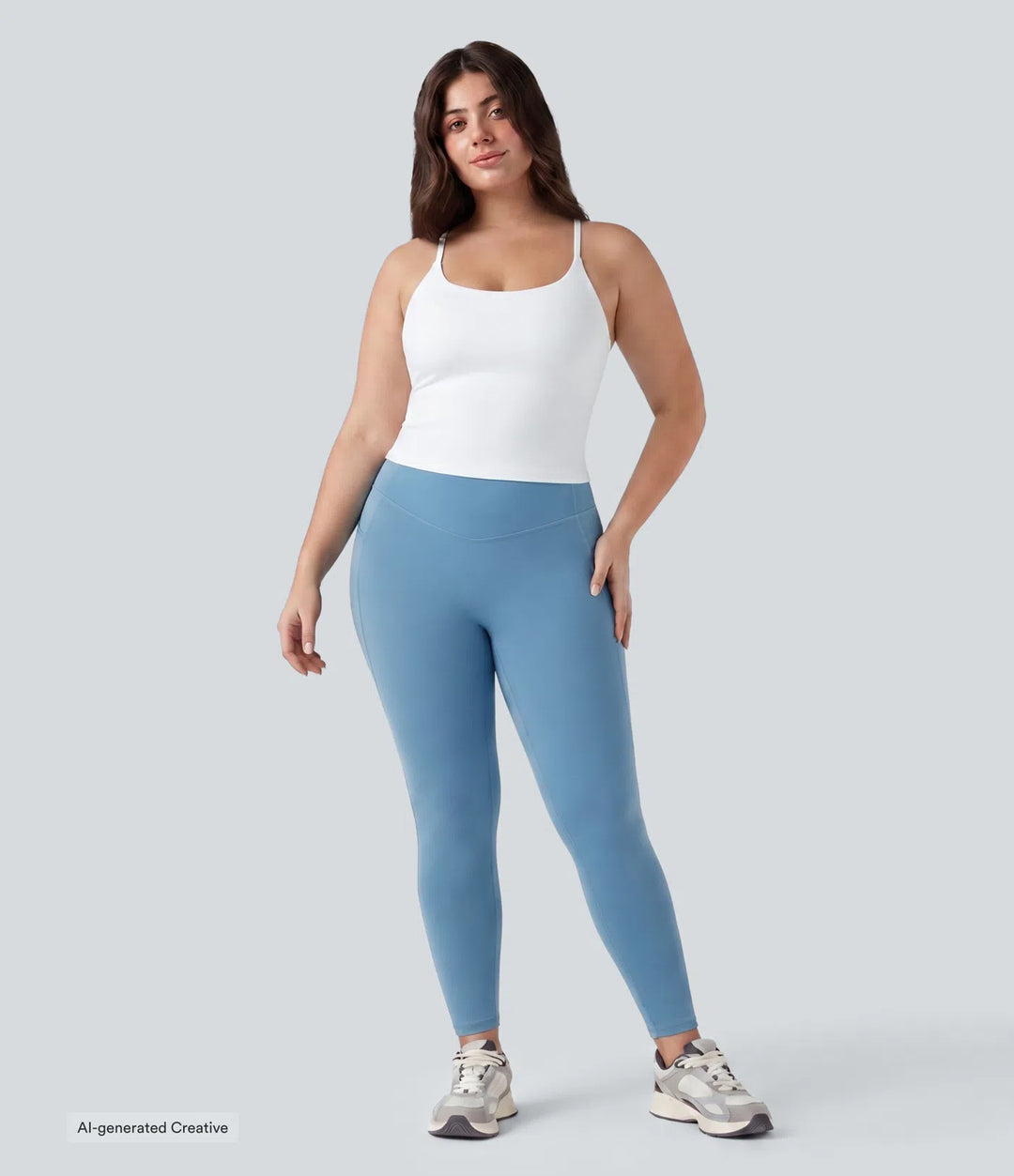 Plus Size Scoop Neck Crisscross Back Crossover Hem Yoga Cami Top