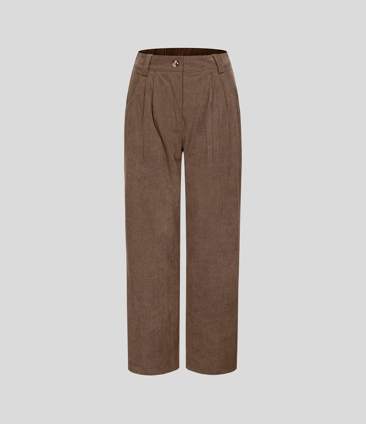 Mid Rise Zipper Pocket Corduroy Casual Trousers
