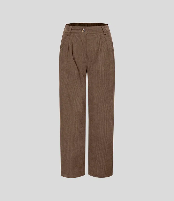 Mid Rise Zipper Pocket Corduroy Casual Trousers