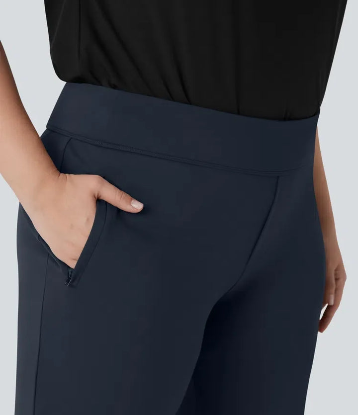 Plus Size Halara Flex DayStretch High Waisted Work Flare Trousers with Side Zip Pockets