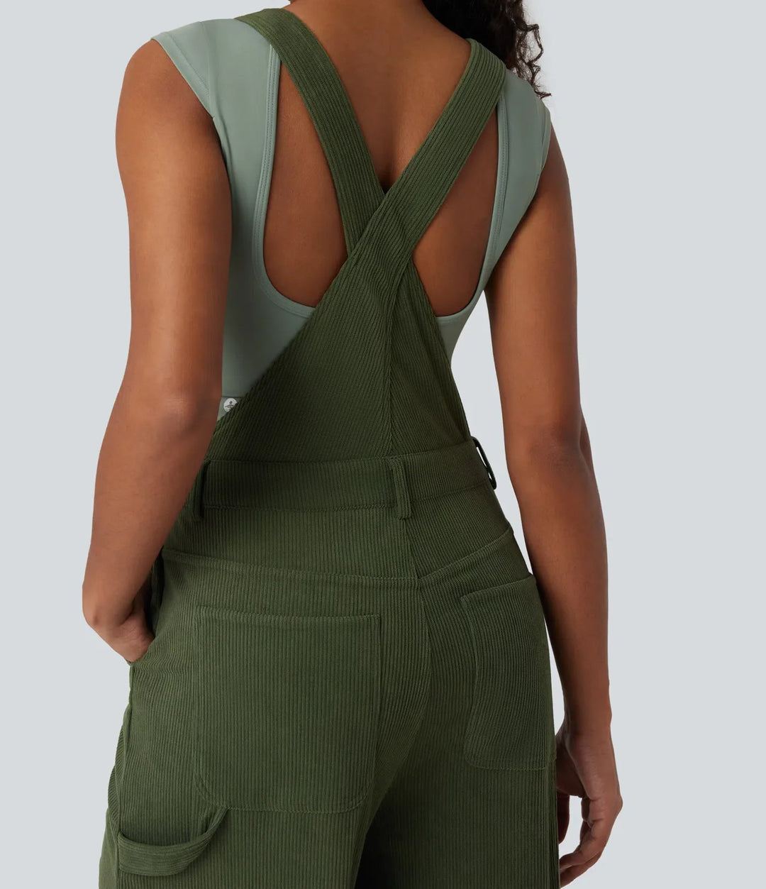 Corduroy Straight Leg Casual Overalls with Pockets