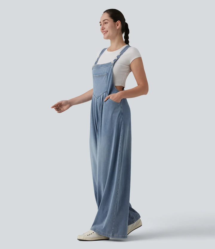 Halara Flex Adjustable Straps Draped Lyocell Casual Baggy Overalls with Pockets