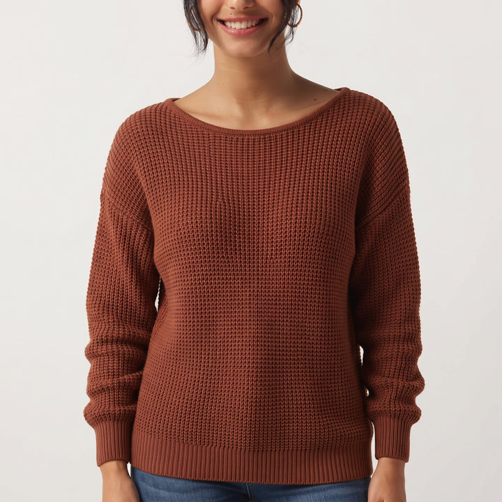 Boat Neck Long Sleeve Cut Out Back Casual Jumper