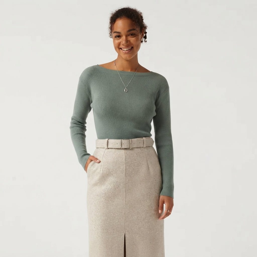 Boat Neck Long Sleeve Work Jumper