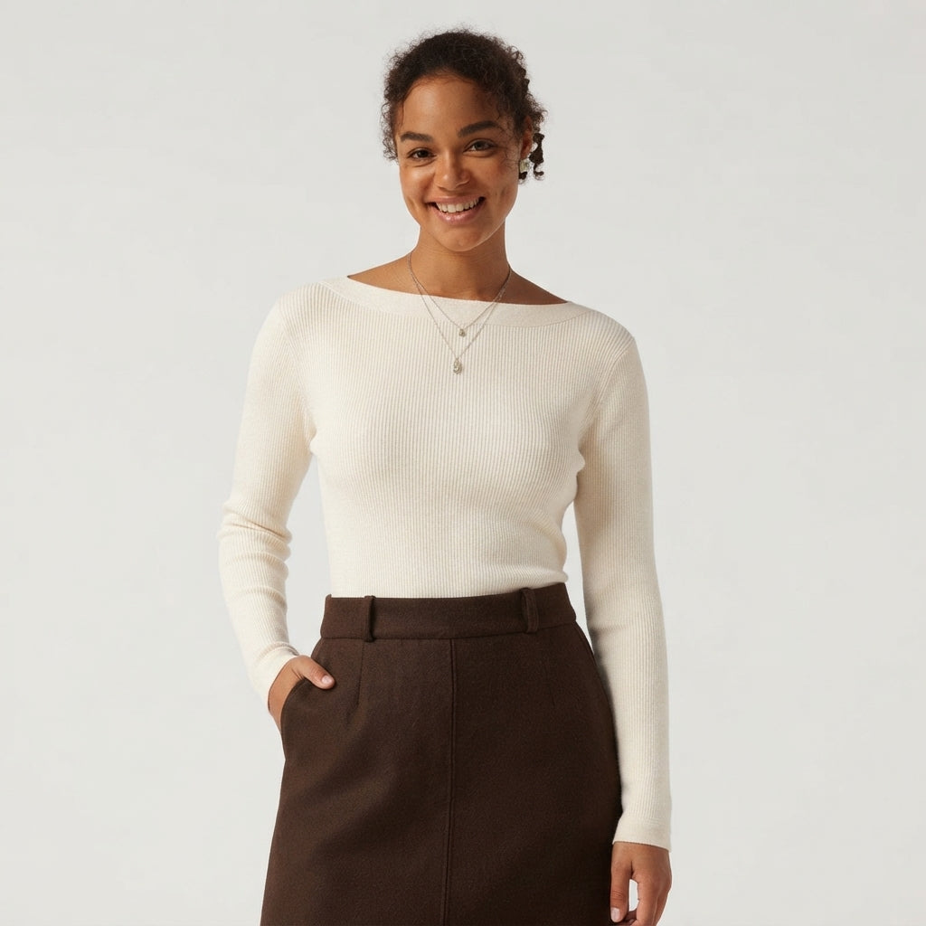 Boat Neck Long Sleeve Work Jumper