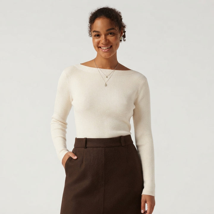 Boat Neck Long Sleeve Work Jumper