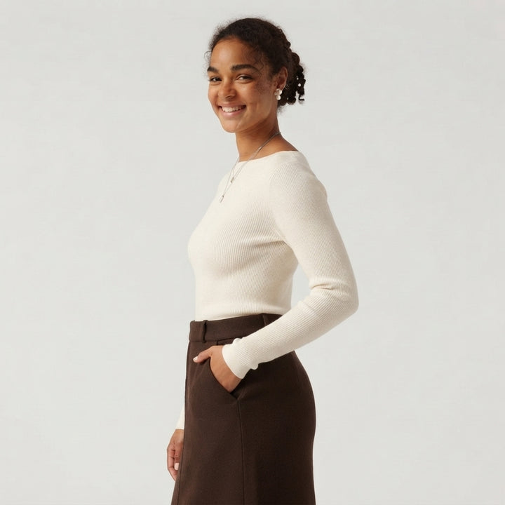 Boat Neck Long Sleeve Work Jumper