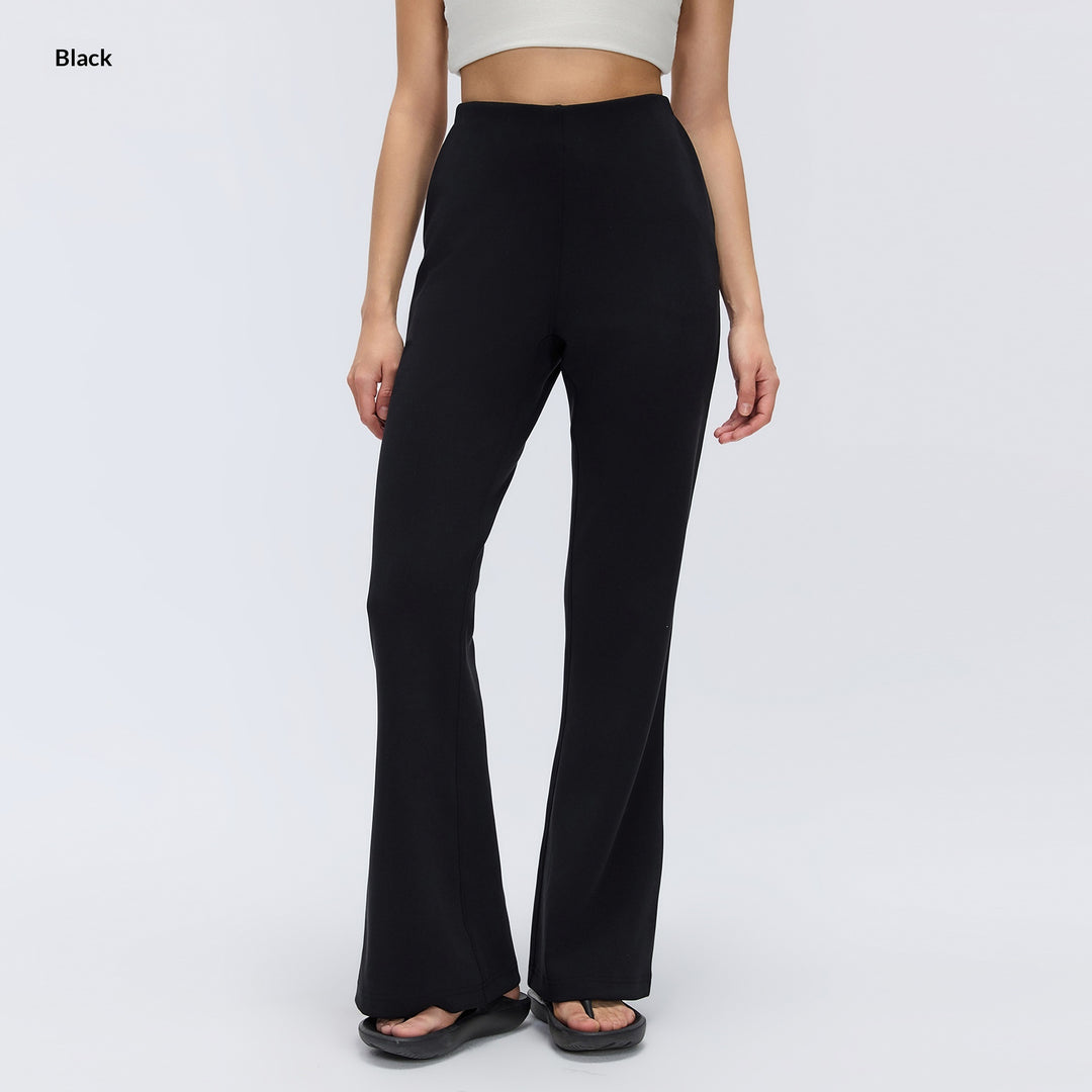 Crossover High Waisted Pocket Waffle Casual Flare Trousers
