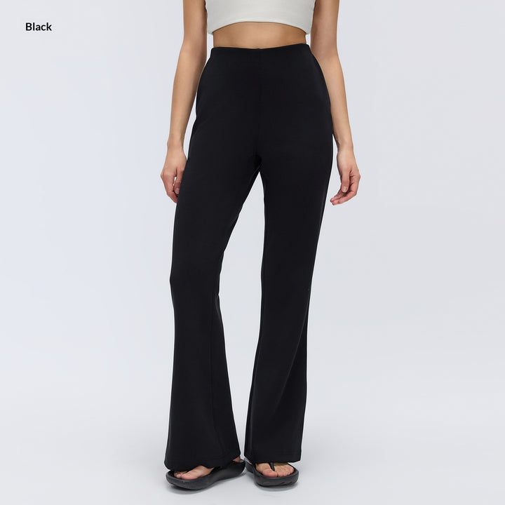Crossover High Waisted Pocket Waffle Casual Flare Trousers